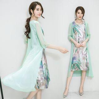 Printed Mock Two Pieces Dress
