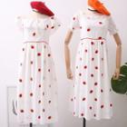 Strawberry-embroidered Tank Dress / Midi Dress