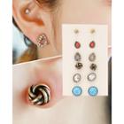 Ball / Teardrop / Knot / Rhinestone / Faux-gem Ear Stud Set (12 Pcs)