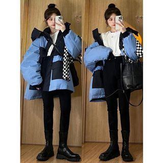 Two-tone Padded Jacket Blue - One Size