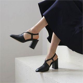 Cross-strap Sling-back High-heel Pumps