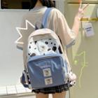 Cow Printed Color Panel Backpack