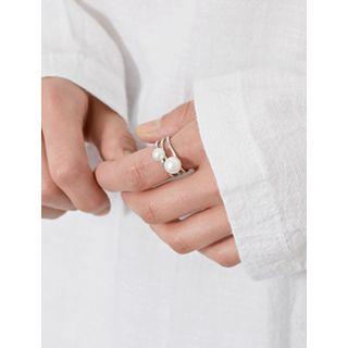 Faux-pearl Accent Open Ring