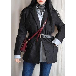 Belted Wool Blend Safari Jacket