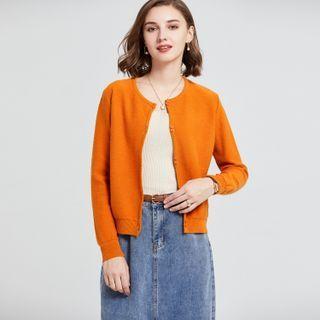 Wavy Collar Crop Cardigan