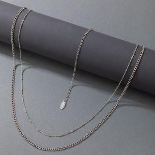 Layered Necklace 19746 - Silver - One Size