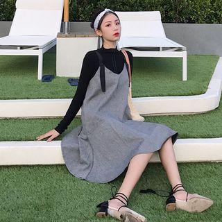 Ruffle Hem Pinafore Dress