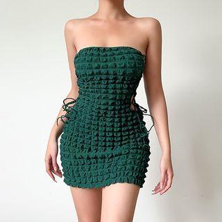 Strapless Lace-up Cutout Mini Bodycon Dress