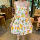 Fruit Print Spaghetti-strap A-line Dress