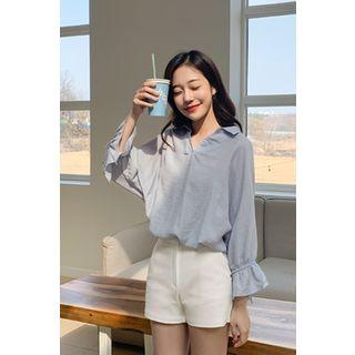 Ruffle-cuff Oversized Shirt