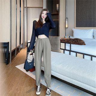 Ribbed Cropped Cardigan / Harem Pants