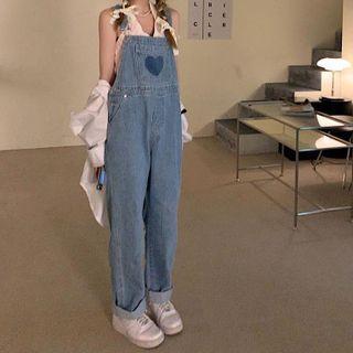 Heart Accent Wide Leg Jumper Jeans / Straight Leg Jeans