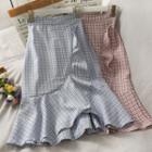 Checker Ruffled-trim Midi Skirt In 6 Colors