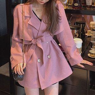 Suit Collar Lace-up Trench Coat