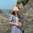 Squared-neck Cross Strap-back Long Dress