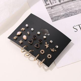 12 Pair Set: Alloy Earring (assorted Designs) 01 - 3082 - Kc Gold - One Size