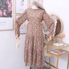 Lace-trim Floral A-line Dress With Sash