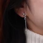 Star Rhinestone Asymmetrical Sterling Silver Dangle Earring With Gift Box - 1 Pair - Silver - One Size
