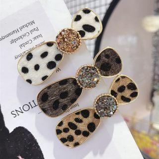 Rhinestone Leopard Print Bow Hair Clip