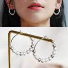925 Sterling Silver Beaded Hoop Earring 1 Pair - Earrings - Faux Pearl - One Size