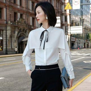 Bow Accent Shirt / Cropped Skinny Pants
