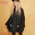 Lace-up Hooded Cape Coat