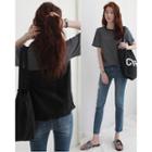Frilled Back-panel Short-sleeve Striped T-shirt