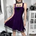 Wide Strap Lace Trim Mini A-line Dress