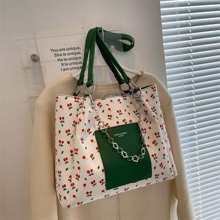 Cherry Print Chained Tote Bag