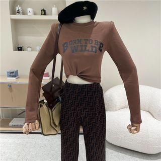 High-neck Lettering Slim-fit Top