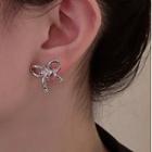 Bow Faux Crystal Alloy Earring 1 Pair - Silver - One Size