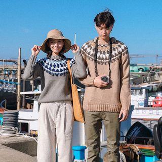 Couple Matching Crewneck Patterned Sweater