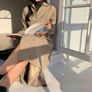 Pintuck-waist Shirtdress