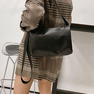 Faux Leather Barrel Bag 9062 - Black - One Size