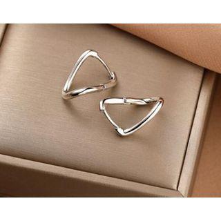 Curved Sterling Silver Hoop Earring 1 Pair - Silver - One Size