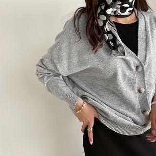 V-neck Boxy Knit Cardigan