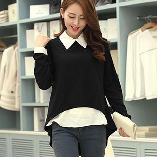 Mock-neck A-line Blouse