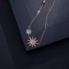 Stainless Steel Sun Pendant Necklace Flower - Rose Gold & Silver - One Size