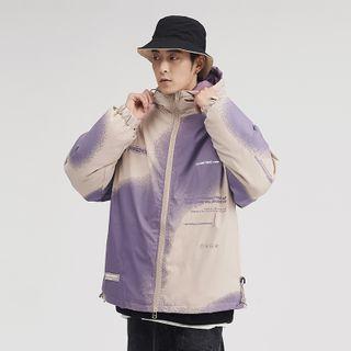 Lettering Tie Dye Zipped Hooded Jacket