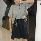 Short-sleeve Polo Shirt / Mini A-line Skirt