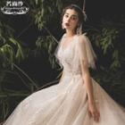 Elbow A-line Wedding Gown / Trained Wedding Gown