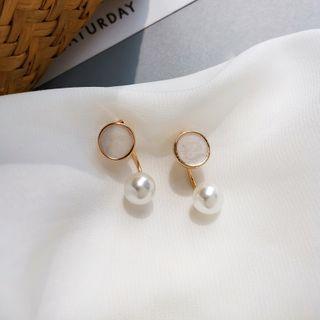 Faux Pearl Dangle Earring 1 Pair - S925silver Pearl Earrings - White - One Size
