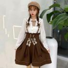 Bow Tie Shirt / Suspender A-line Skirt