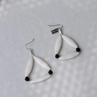 White Triangle Earrings