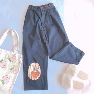 Embroidered Straight-fit Cropped Pants