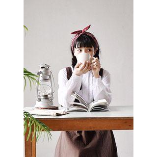 Lace-trim Pintuck Cotton Blouse