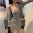 Set: Lettuce Edge Cardigan + Mini Tank Dress