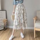 Floral Chiffon Layer Midi Skirt