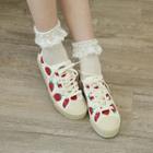 Strawberry Pattern Canvas Sneakers Ivory - One Size