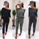 Set: One-shoulder Pullover + Sweatpants